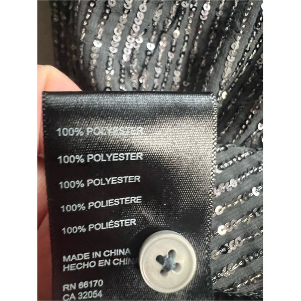 Anthropologie Maeve Black Sequin Button Front Shirt M - Picture 5 of 5